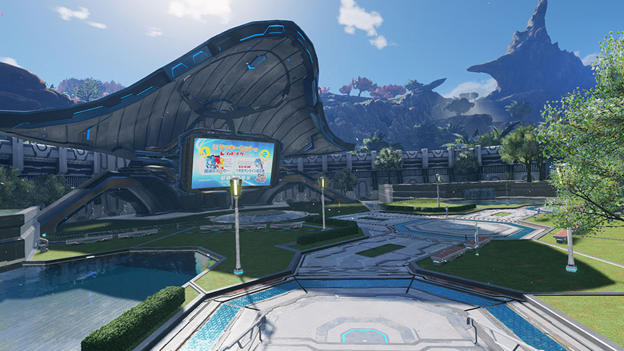 広場の巨大モニター